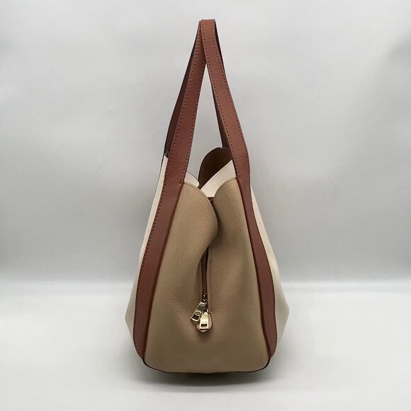 Coach Ivory & Brown Pebbled Leather Hadley Hobo Bag 76088 - Picture 3 of 11